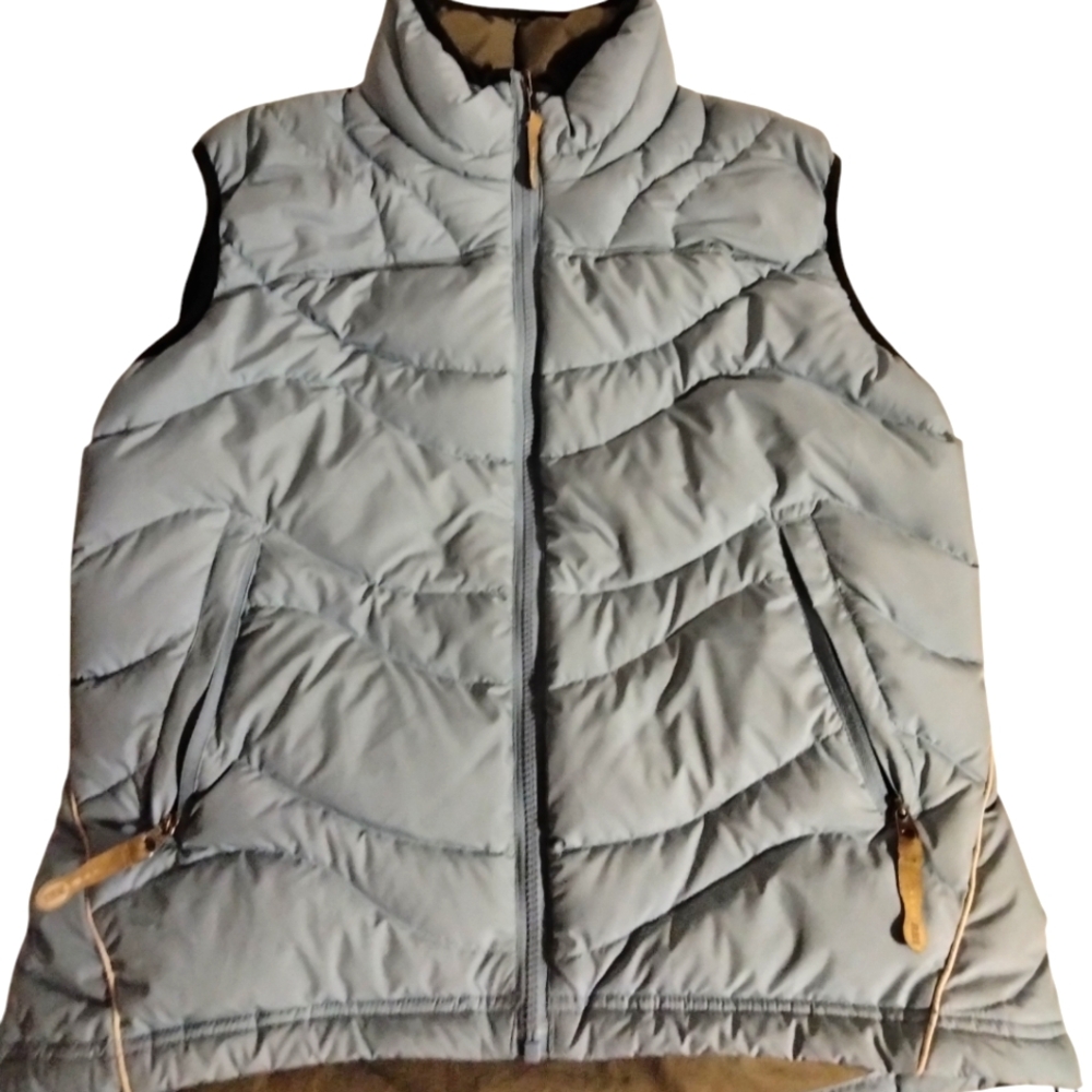 REI Women's Light Blue Goose Down Fill Quilted Puffer Vest Size M Hiking Outdoor